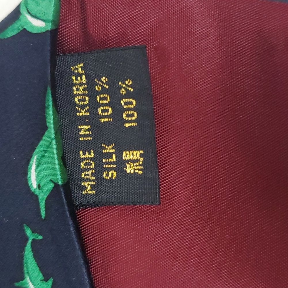 Vintage Hermes dolphin blue green silk tie men - Picture 3 of 4